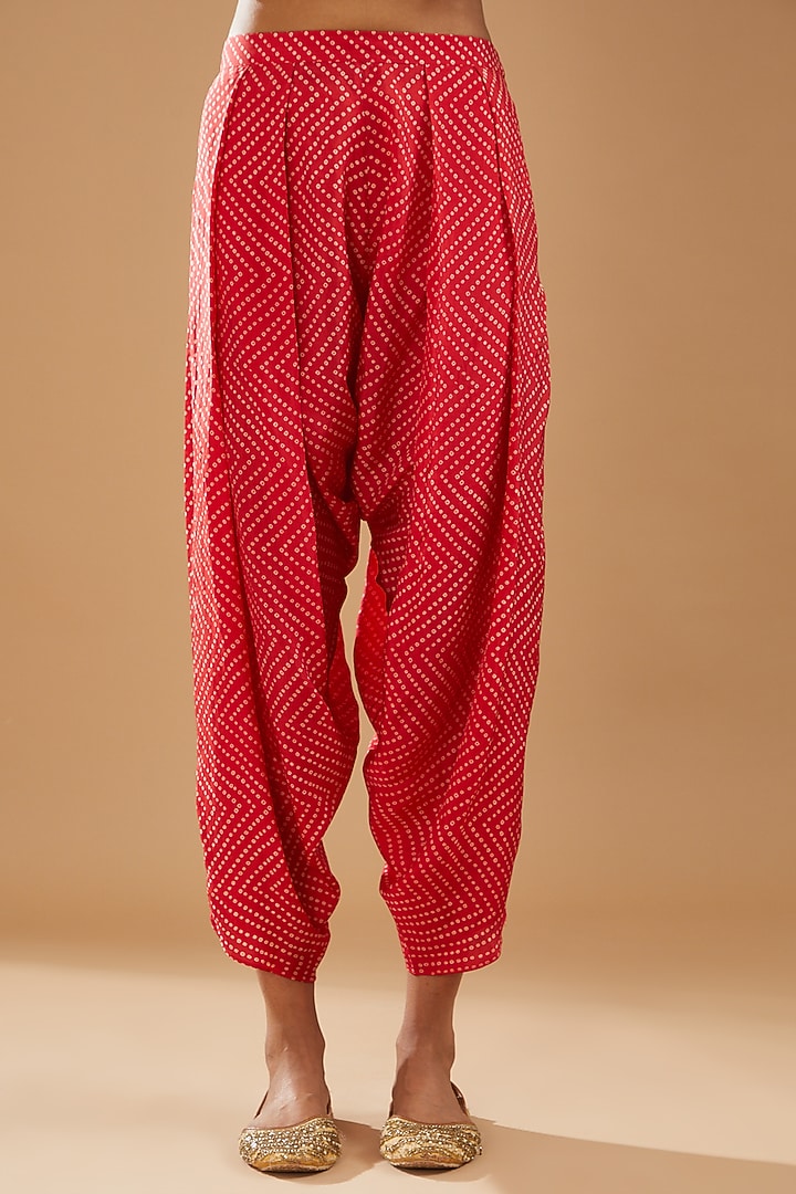 Red Silk & Chanderi Embroidered Cape Set by Debyani at Pernia's Pop Up Shop