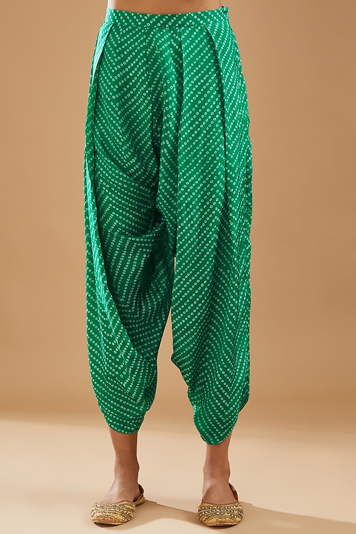 Green Silk & Chanderi Embroidered Cape Set by Debyani at Pernia's Pop Up Shop