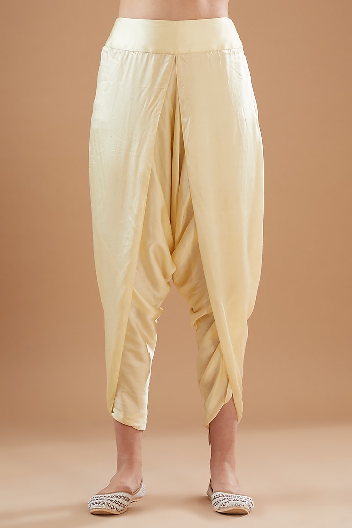 Beige Chanderi Dhoti Pant Set by Debyani at Pernia's Pop Up Shop