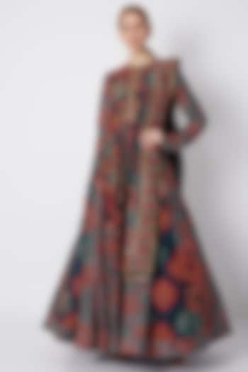 Blue Embroidered & Printed Kurta Set by Debyani at Pernia's Pop Up Shop