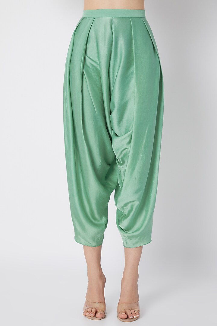 Turquoise Embroidered & Printed Cape Set by Debyani at Pernia's Pop Up Shop