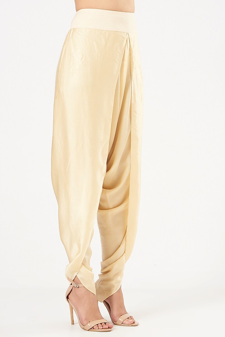 Cream Silk Chanderi Dhoti Set by Debyani at Pernia's Pop Up Shop