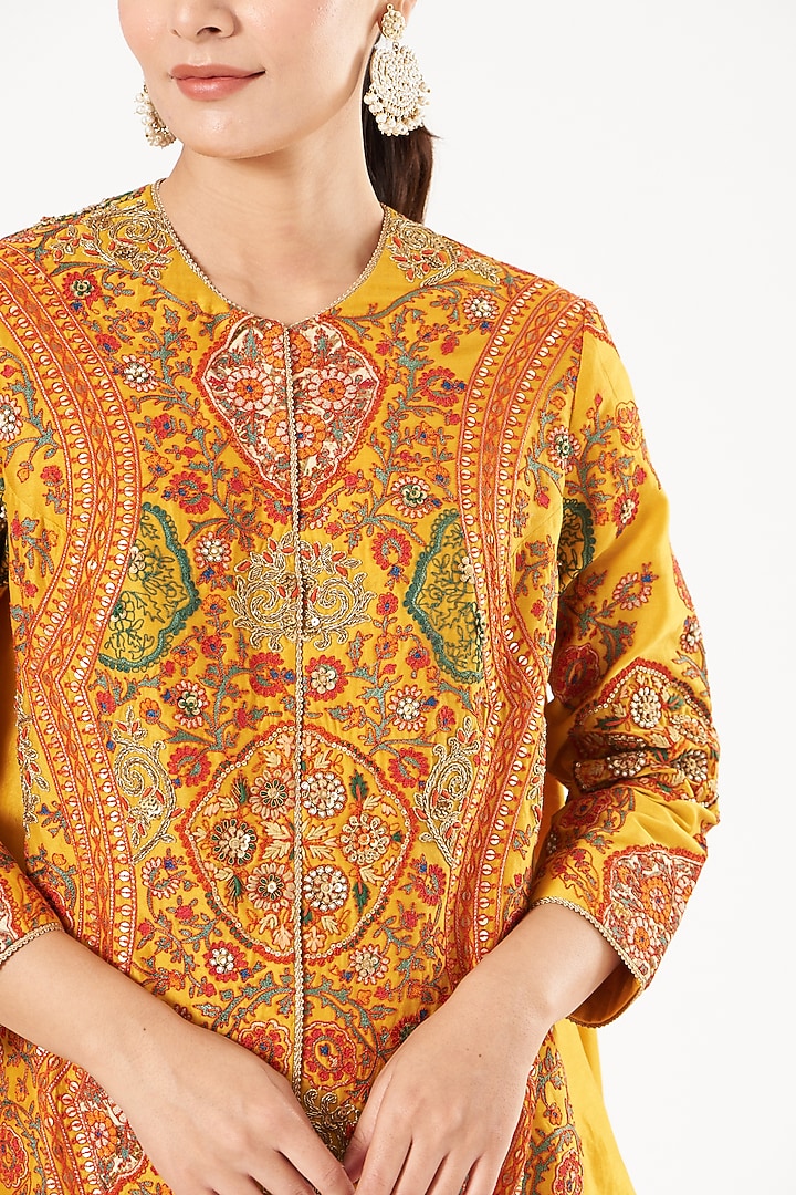 Cream Silk Chanderi Dhoti Set by Debyani at Pernia's Pop Up Shop