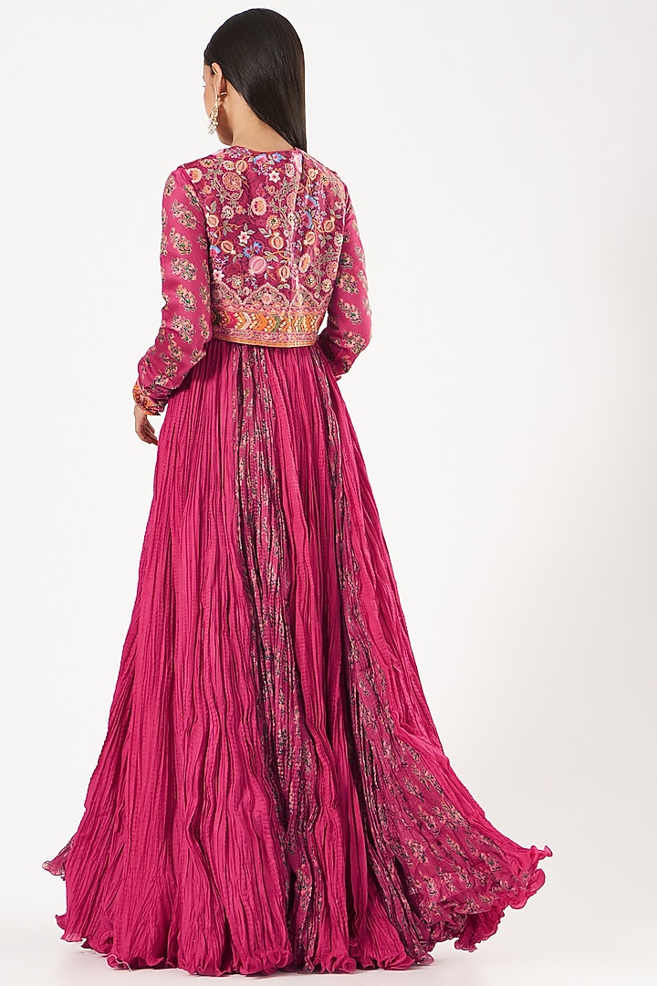 Magenta Organza Bridal Anarkali Set by Debyani at Pernia's Pop Up Shop