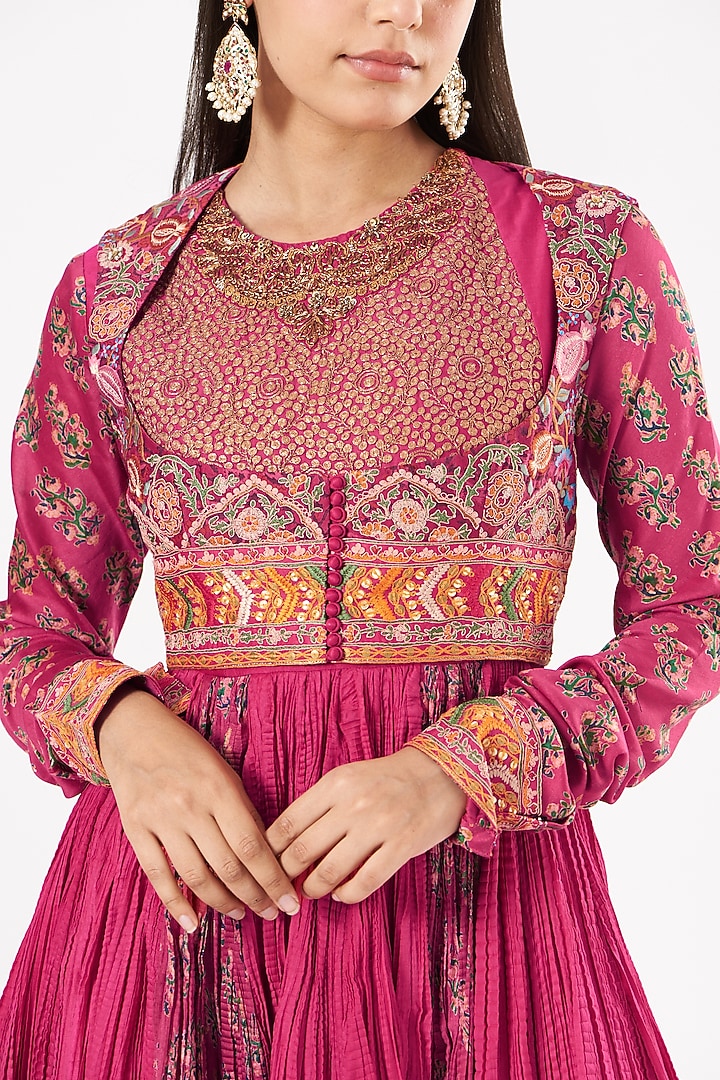 Magenta Organza Bridal Anarkali Set by Debyani at Pernia's Pop Up Shop
