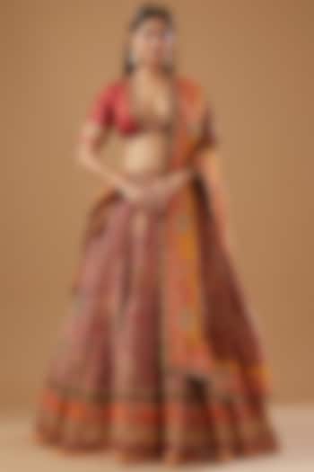 Pink Chanderi Embroidered Bridal Lehenga Set by Debyani at Pernia's Pop Up Shop