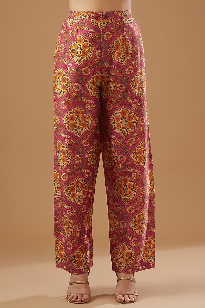 Pink Chanderi Embroidered Tunic Set by Debyani at Pernia's Pop Up Shop