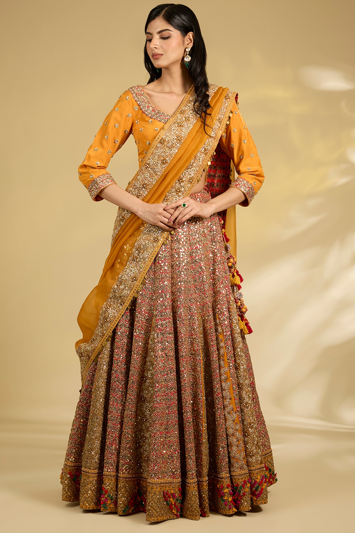 Rumi Handpainted Orange Lehenga main image 1
