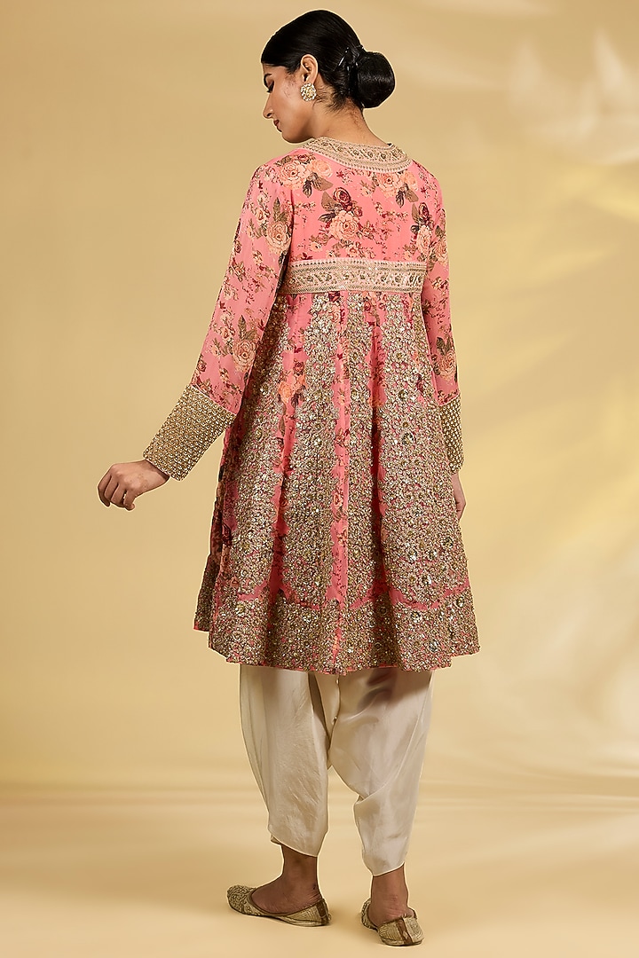 Blush Pink Silk Organza Hand & Machine Embroidered Kurta Set by Debyani at Pernia's Pop Up Shop