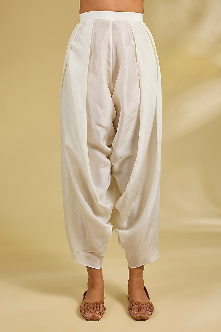 Pale Blue Silk Hand & Machine Embroidered Tunic Set by Debyani at Pernia's Pop Up Shop
