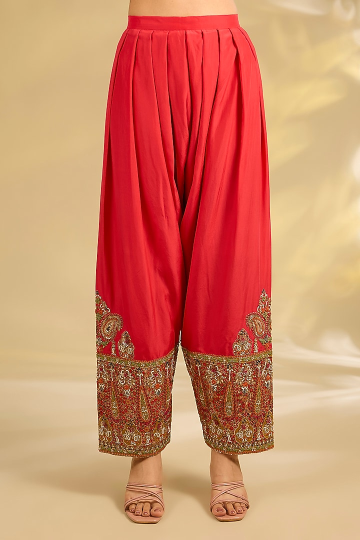 Mustard Silk Hand & Machine Embroidered Kurta Set by Debyani at Pernia's Pop Up Shop