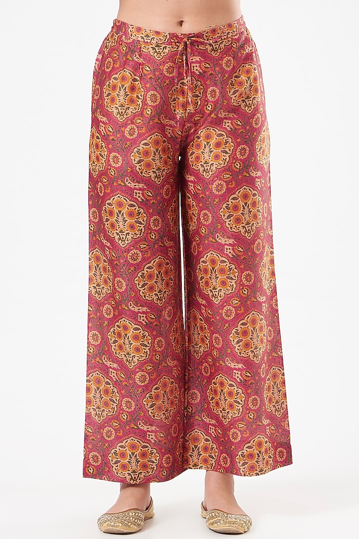 Magenta Chanderi Jacket Set by Debyani at Pernia's Pop Up Shop