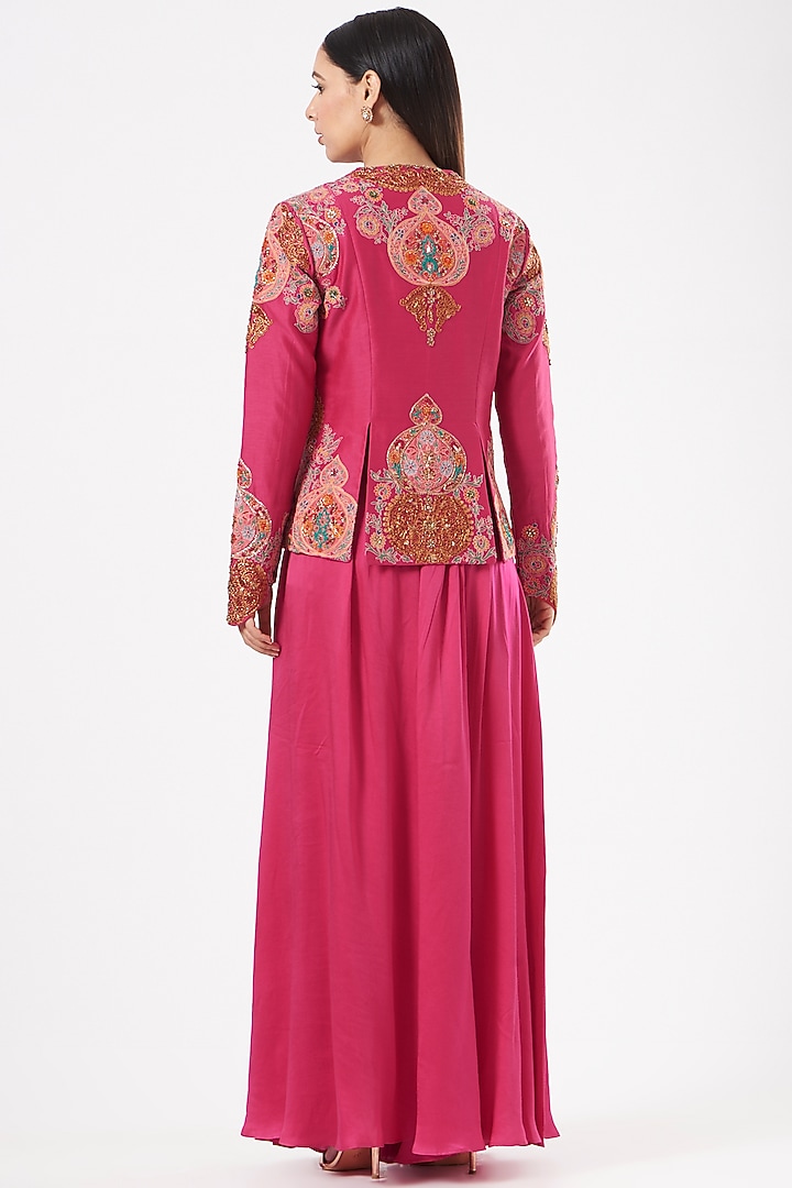 Magenta Modal Satin Pant Set by Debyani at Pernia's Pop Up Shop