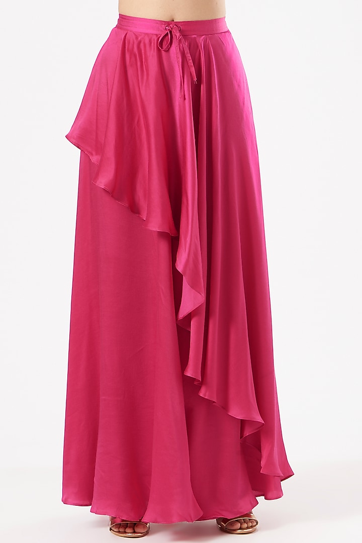 Magenta Modal Satin Pant Set by Debyani at Pernia's Pop Up Shop