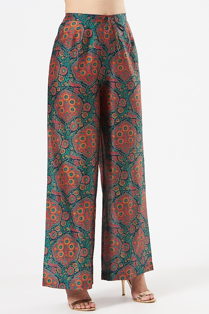 Blue Chanderi Jacket Set by Debyani at Pernia's Pop Up Shop