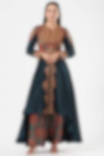 Blue Chanderi Kurta Set by Debyani at Pernia's Pop Up Shop