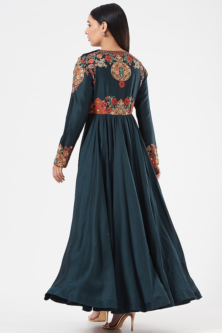 Blue Chanderi Kurta Set by Debyani at Pernia's Pop Up Shop