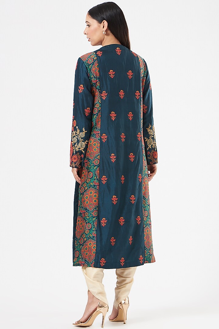 Blue Organza Kurta Set by Debyani at Pernia's Pop Up Shop