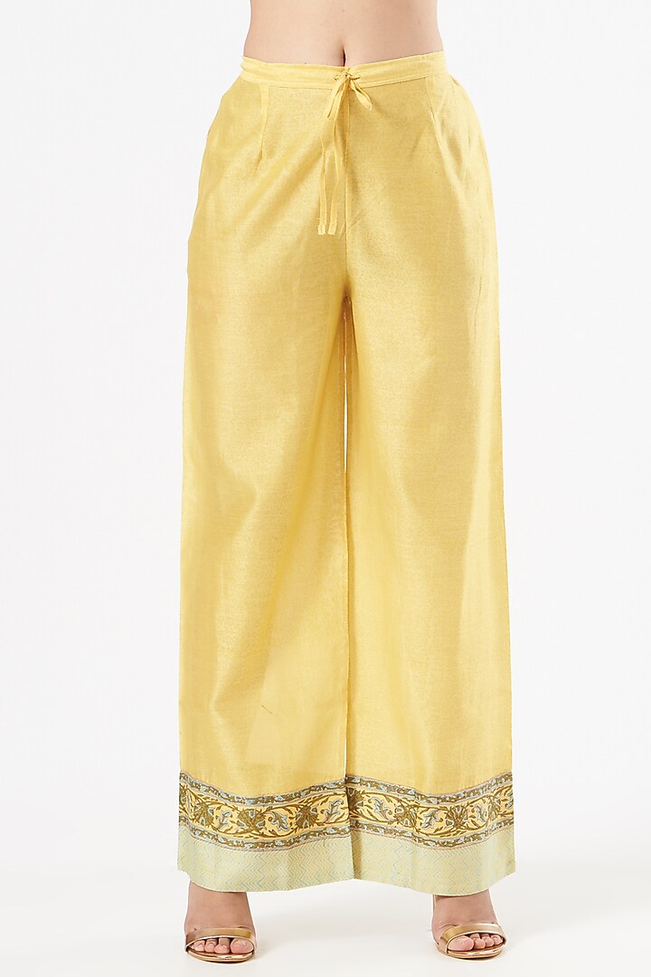 Yellow Cotton Kurta Set by Debyani at Pernia's Pop Up Shop