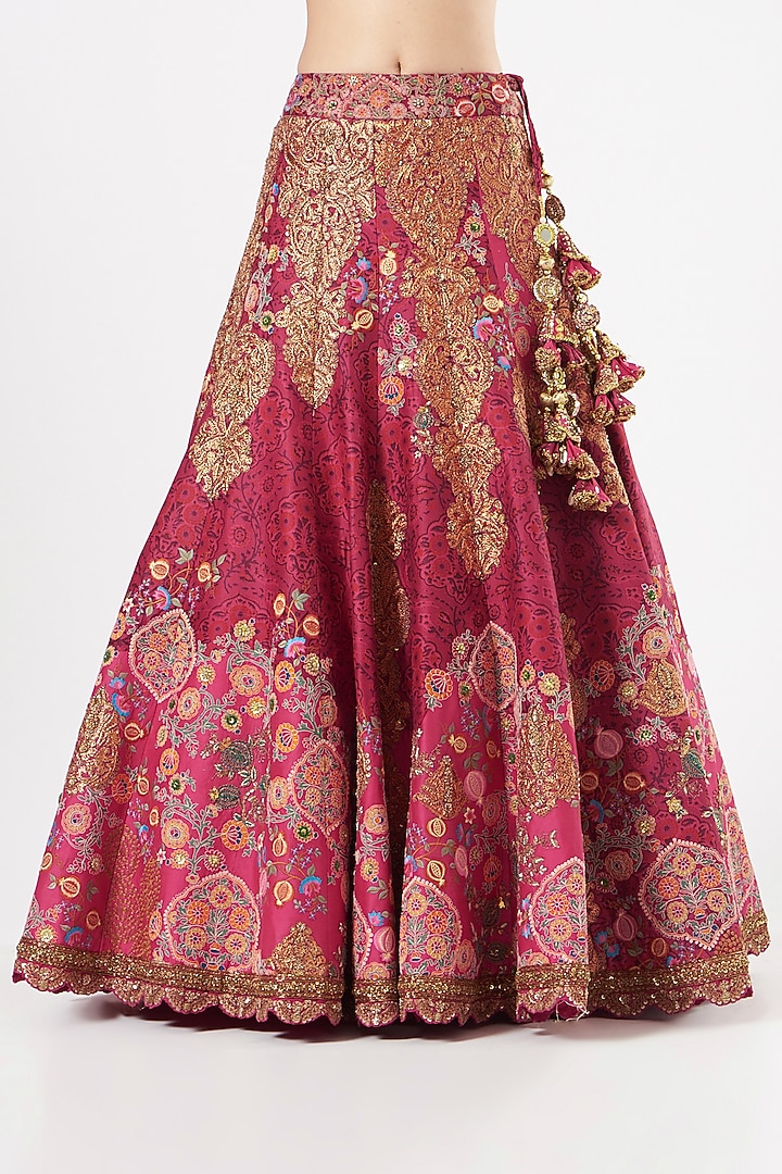 Magenta Organza Bridal Lehenga Set by Debyani at Pernia's Pop Up Shop