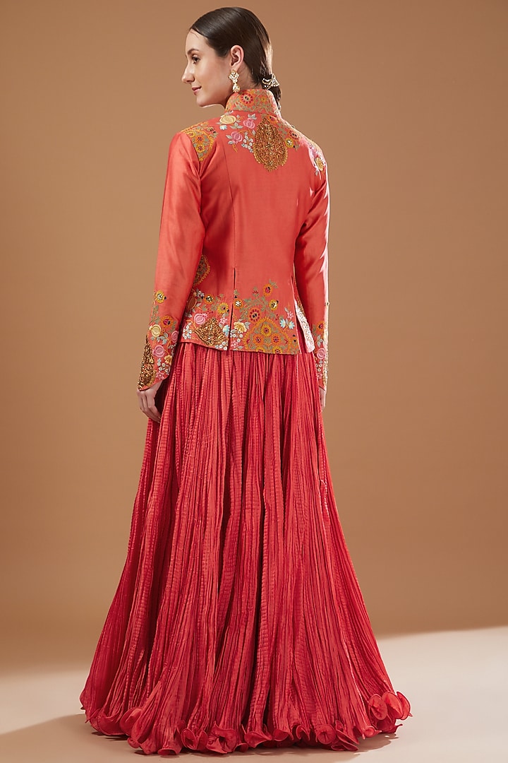 Orange Crushed Skirt Set by Debyani at Pernia's Pop Up Shop