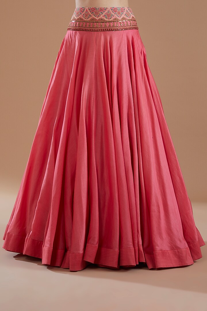 Pink Chanderi Skirt Set by Debyani at Pernia's Pop Up Shop