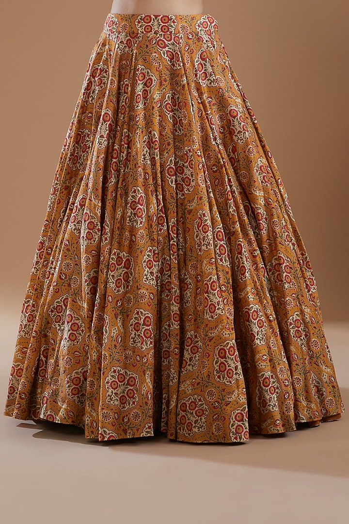 Orange Chanderi Printed Wedding Lehenga Set by Debyani at Pernia's Pop Up Shop