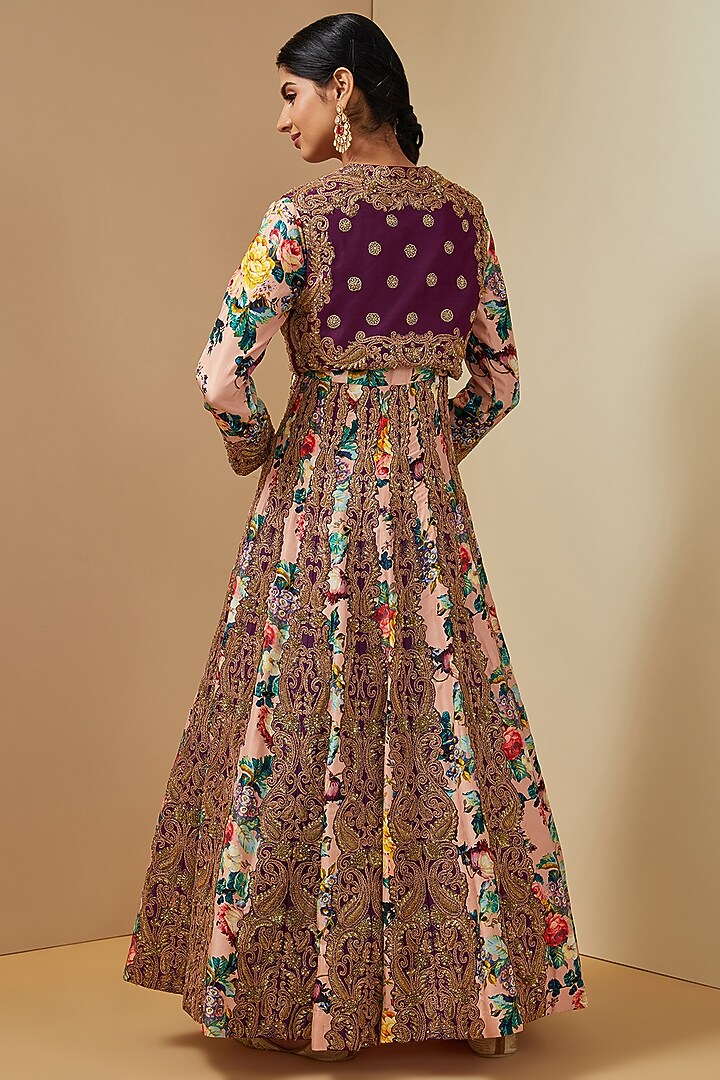 Pink Silk Kalidar Bridal Anarkali Set by Debyani at Pernia's Pop Up Shop