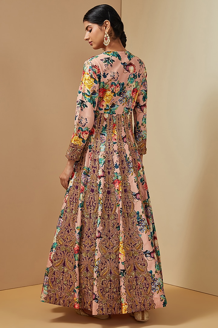 Pink Silk Kalidar Bridal Anarkali Set by Debyani at Pernia's Pop Up Shop