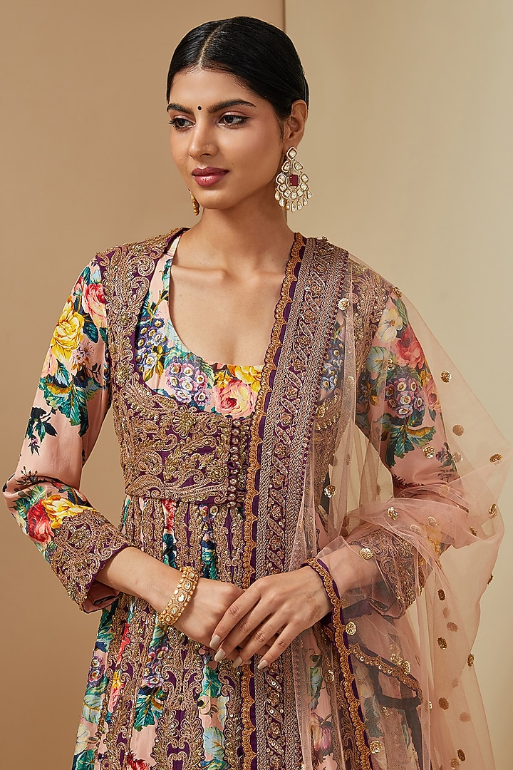 Pink Silk Kalidar Bridal Anarkali Set by Debyani at Pernia's Pop Up Shop