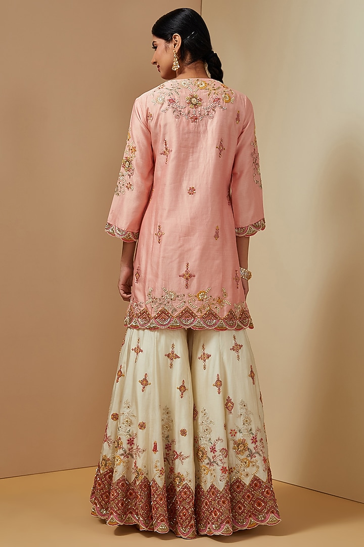 Ivory Silk Bridal Sharara Set by Debyani at Pernia's Pop Up Shop