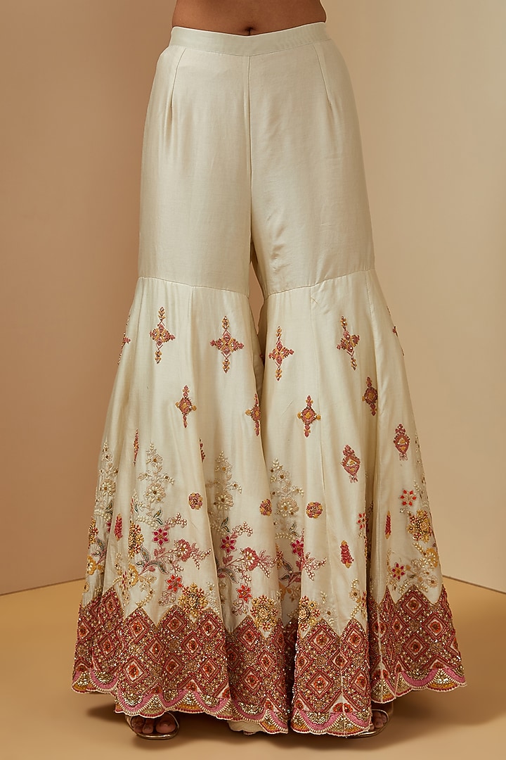 Ivory Silk Bridal Sharara Set by Debyani at Pernia's Pop Up Shop
