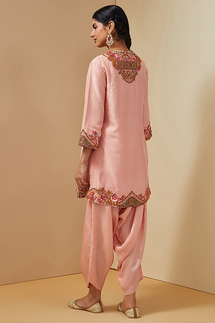 Pink Silk Kurta Set by Debyani at Pernia's Pop Up Shop