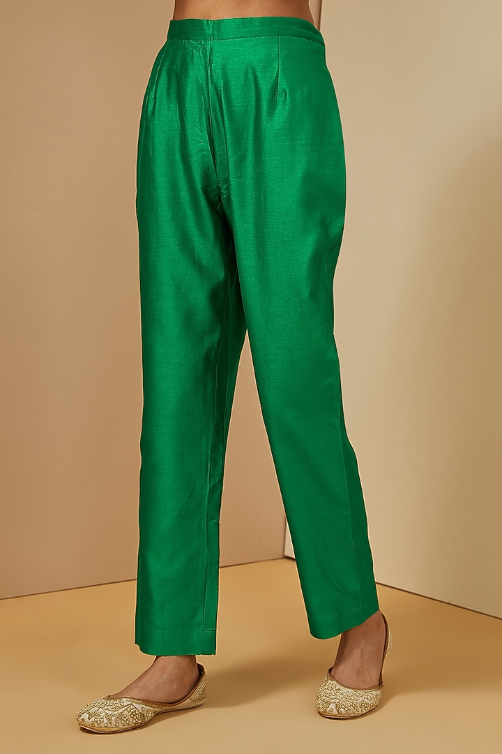 Green Organza Kaftan Set by Debyani at Pernia's Pop Up Shop