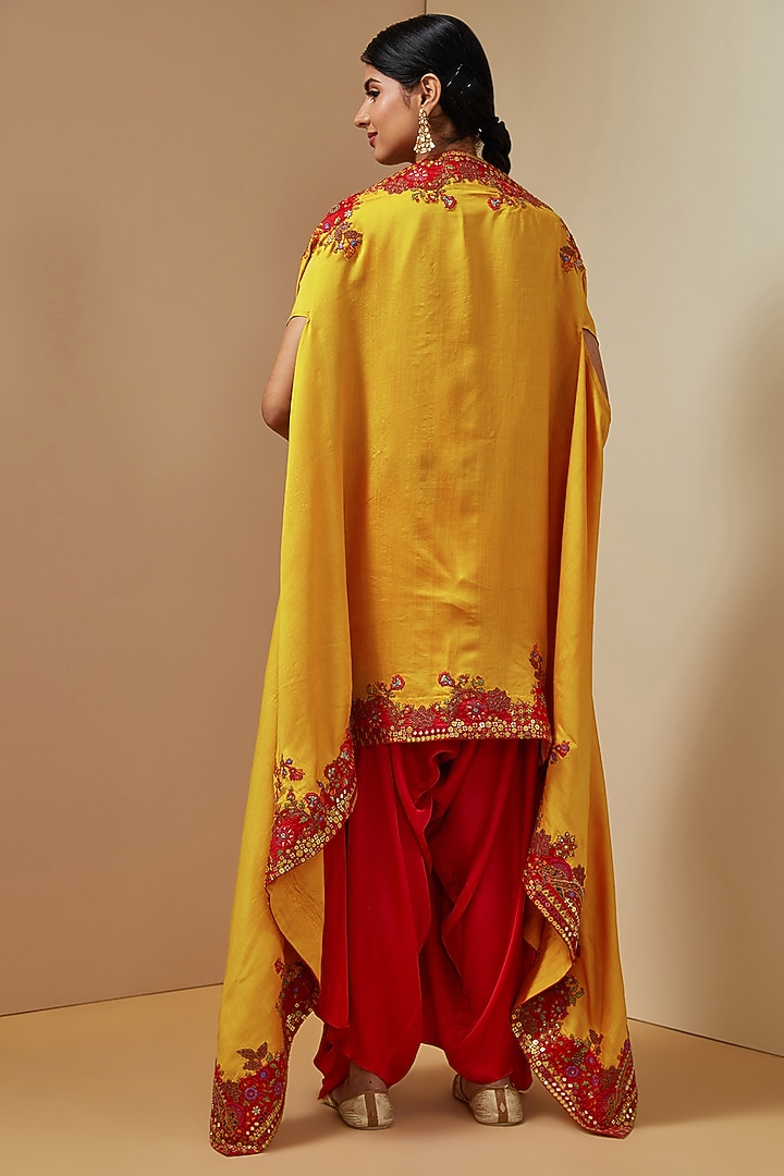 Yellow Silk Cape Set by Debyani at Pernia's Pop Up Shop