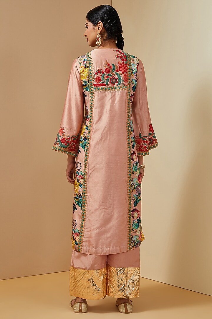 Pink Silk Choga Kurta Set by Debyani at Pernia's Pop Up Shop
