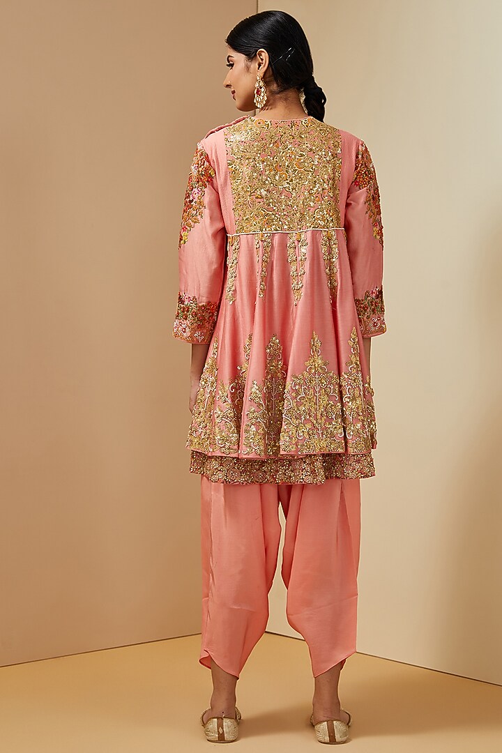 Pink Chanderi Tunic Set by Debyani at Pernia's Pop Up Shop