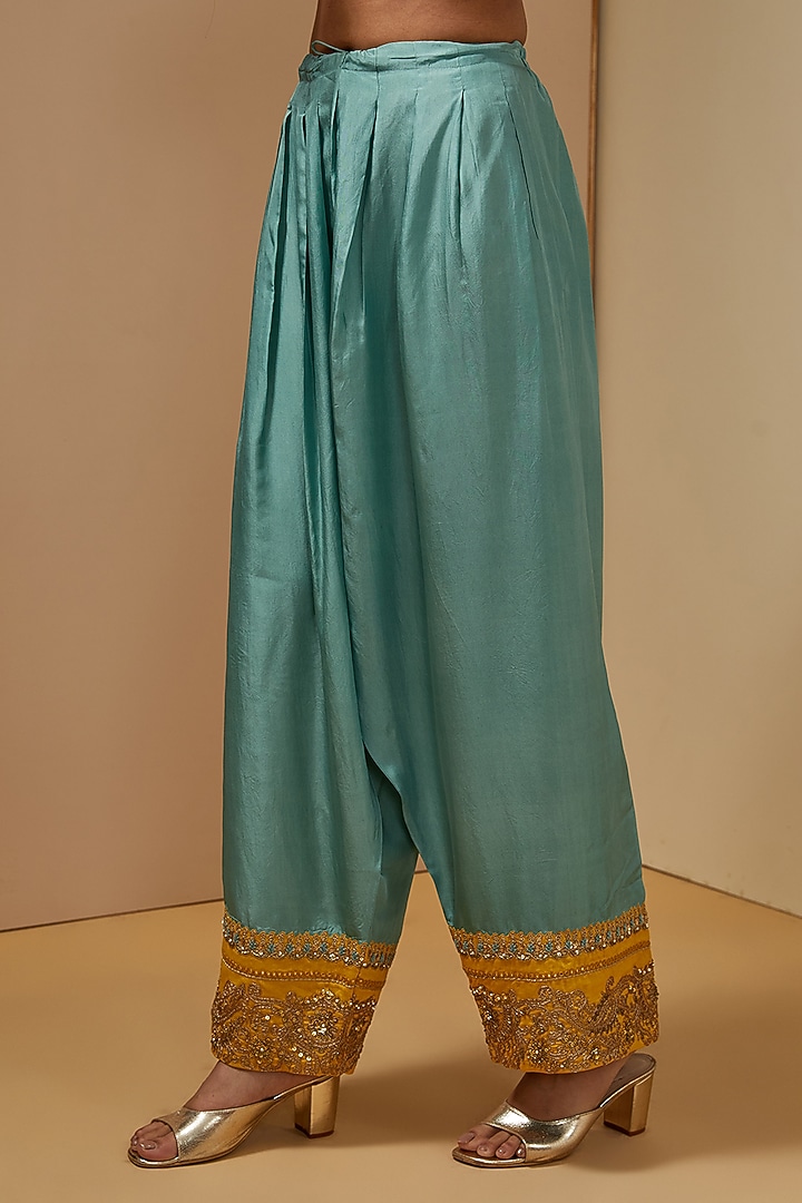 Pale Blue Silk Kurta Set by Debyani at Pernia's Pop Up Shop