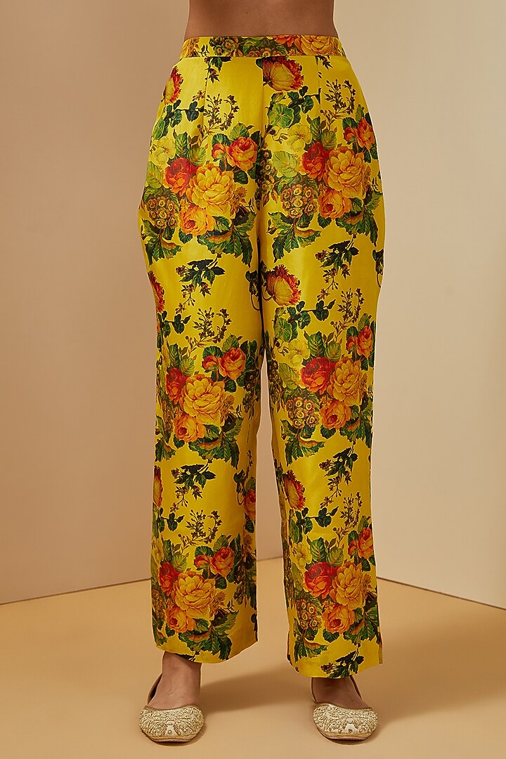 Mustard Silk Kurta Set by Debyani at Pernia's Pop Up Shop