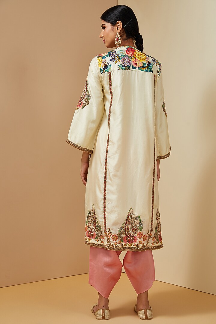 Ivory Silk Choga Kurta Set by Debyani at Pernia's Pop Up Shop