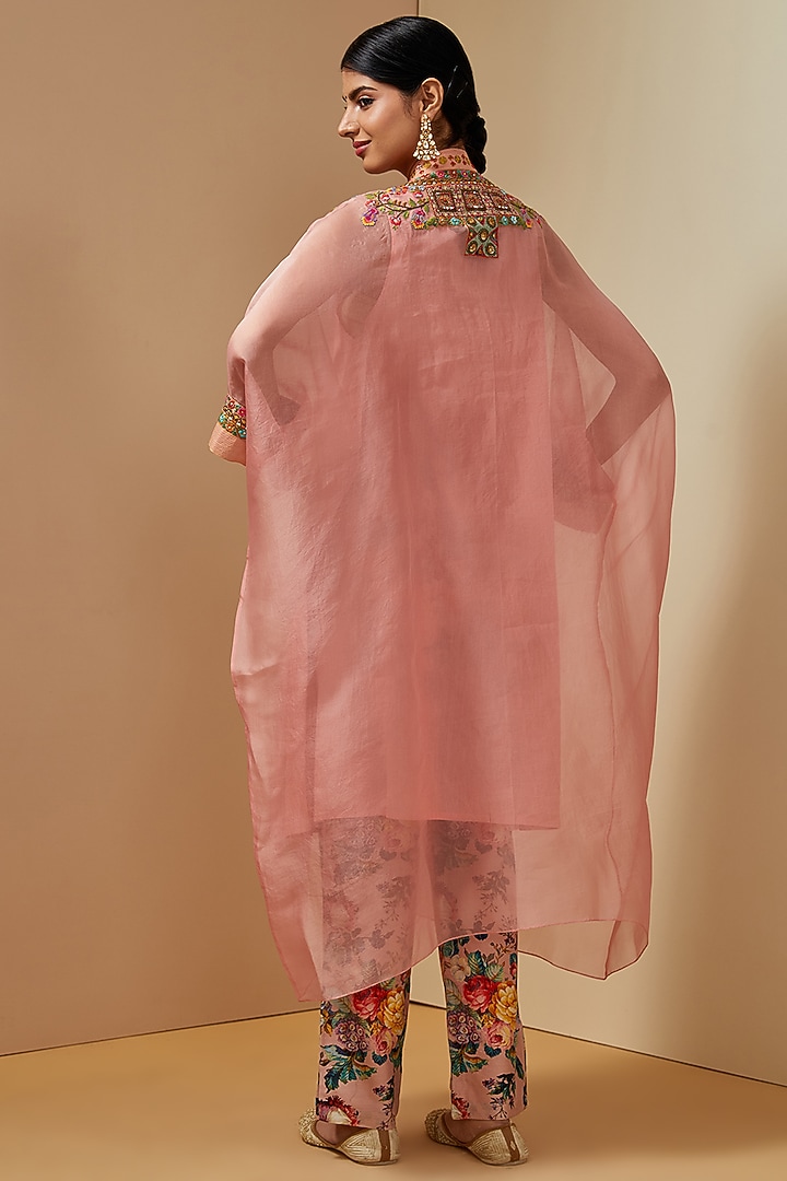 Pink Organza Kaftan Set by Debyani at Pernia's Pop Up Shop