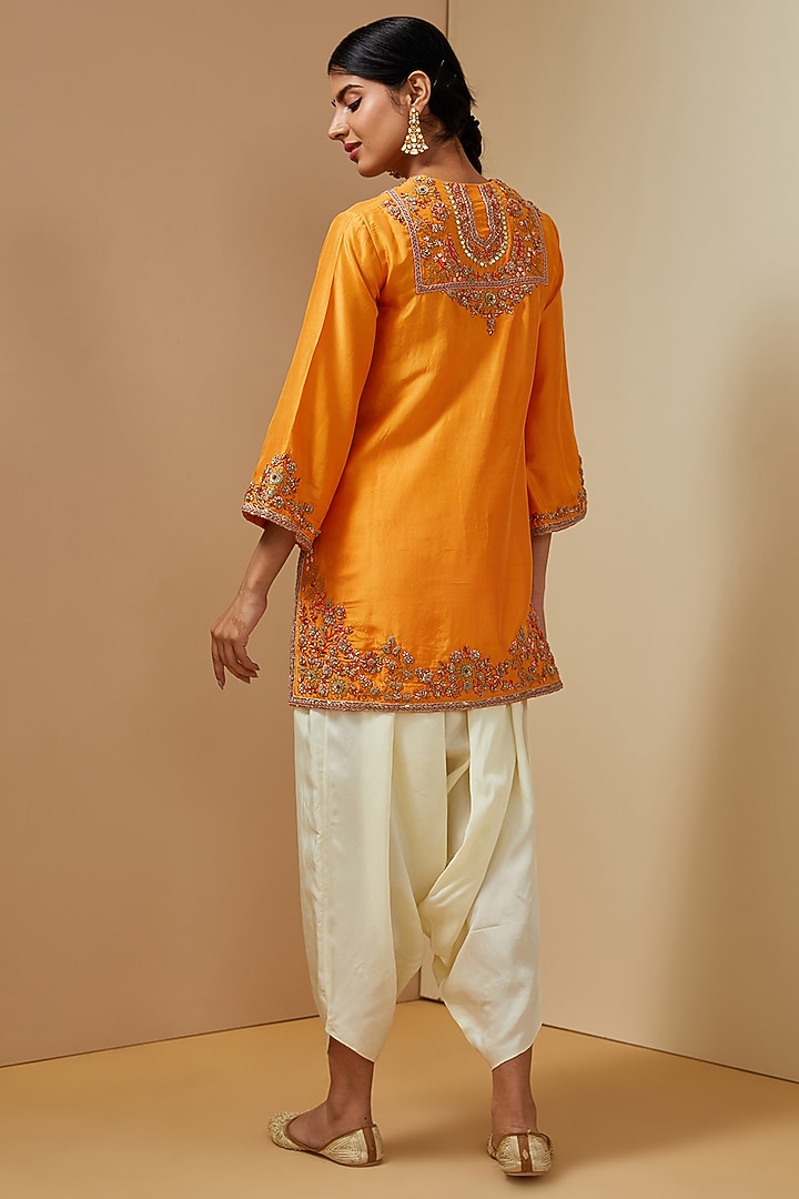 Rust Silk Kurta Set by Debyani at Pernia's Pop Up Shop