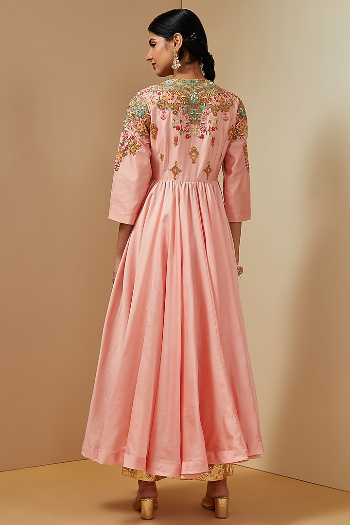 Pink Chanderi Tunic Set by Debyani at Pernia's Pop Up Shop