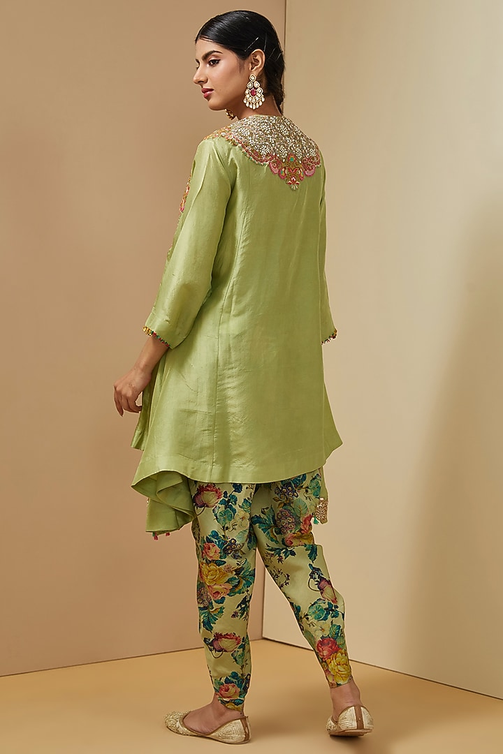 Pista Green Cupro Pant Set by Debyani at Pernia's Pop Up Shop