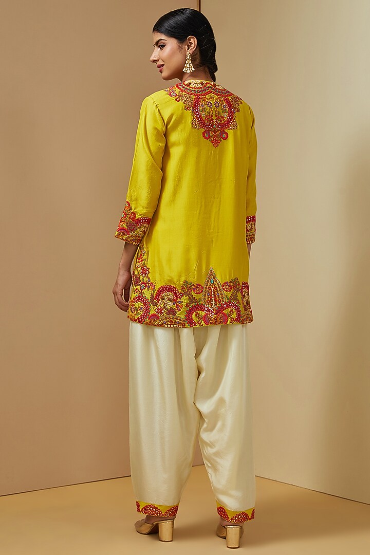 Mustard Organza Cape Set by Debyani at Pernia's Pop Up Shop