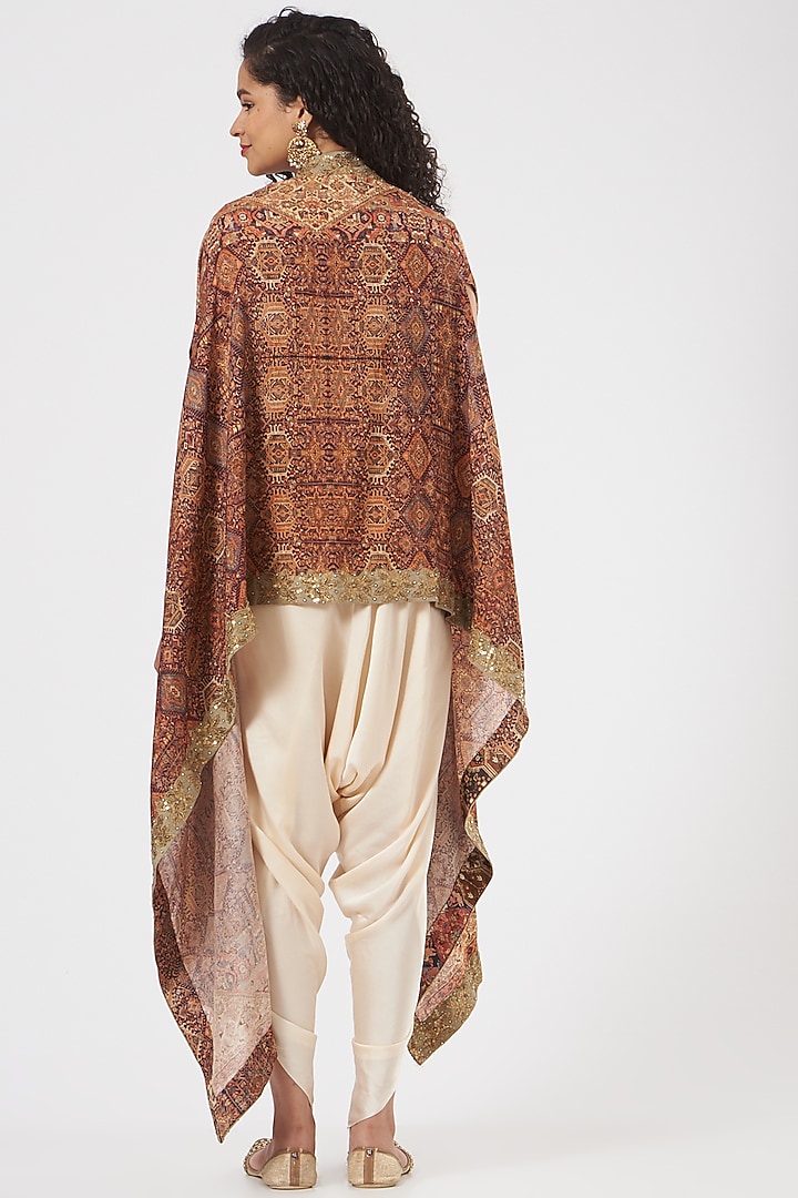 Brown Chanderi Cape Set by Debyani at Pernia's Pop Up Shop