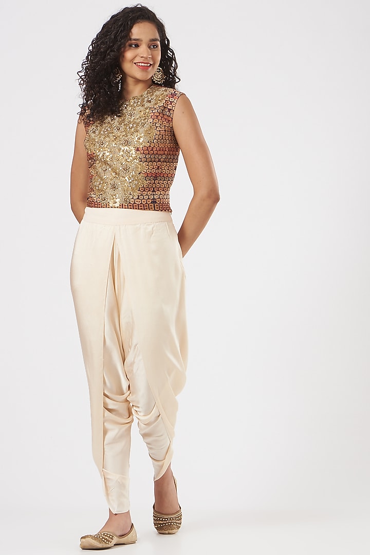Brown Chanderi Cape Set by Debyani at Pernia's Pop Up Shop