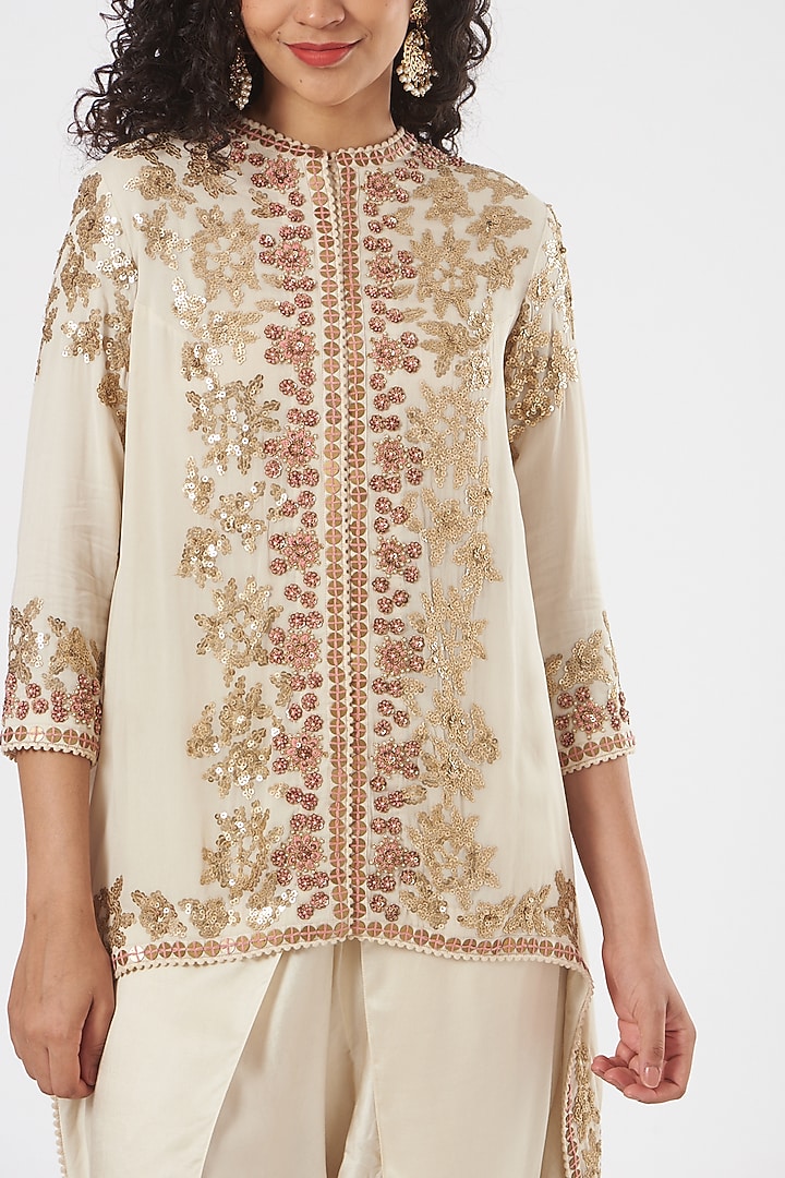 Off-White Embroidered Jacket Set by Debyani at Pernia's Pop Up Shop