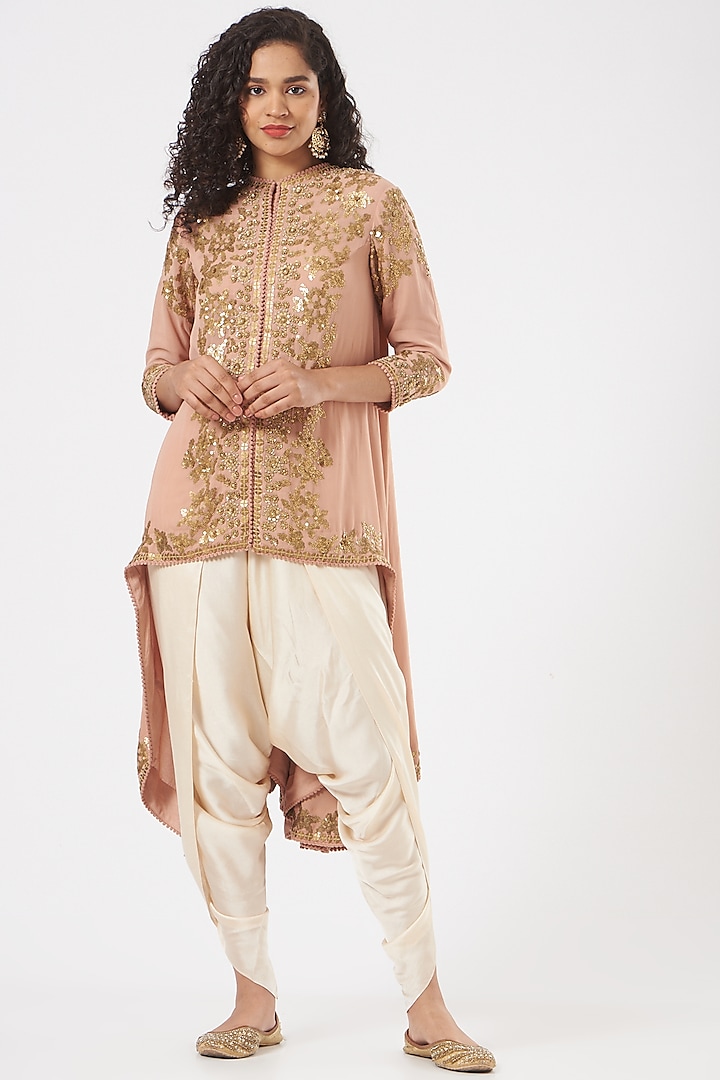 Blush Pink Embroidered Jacket Set by Debyani at Pernia's Pop Up Shop