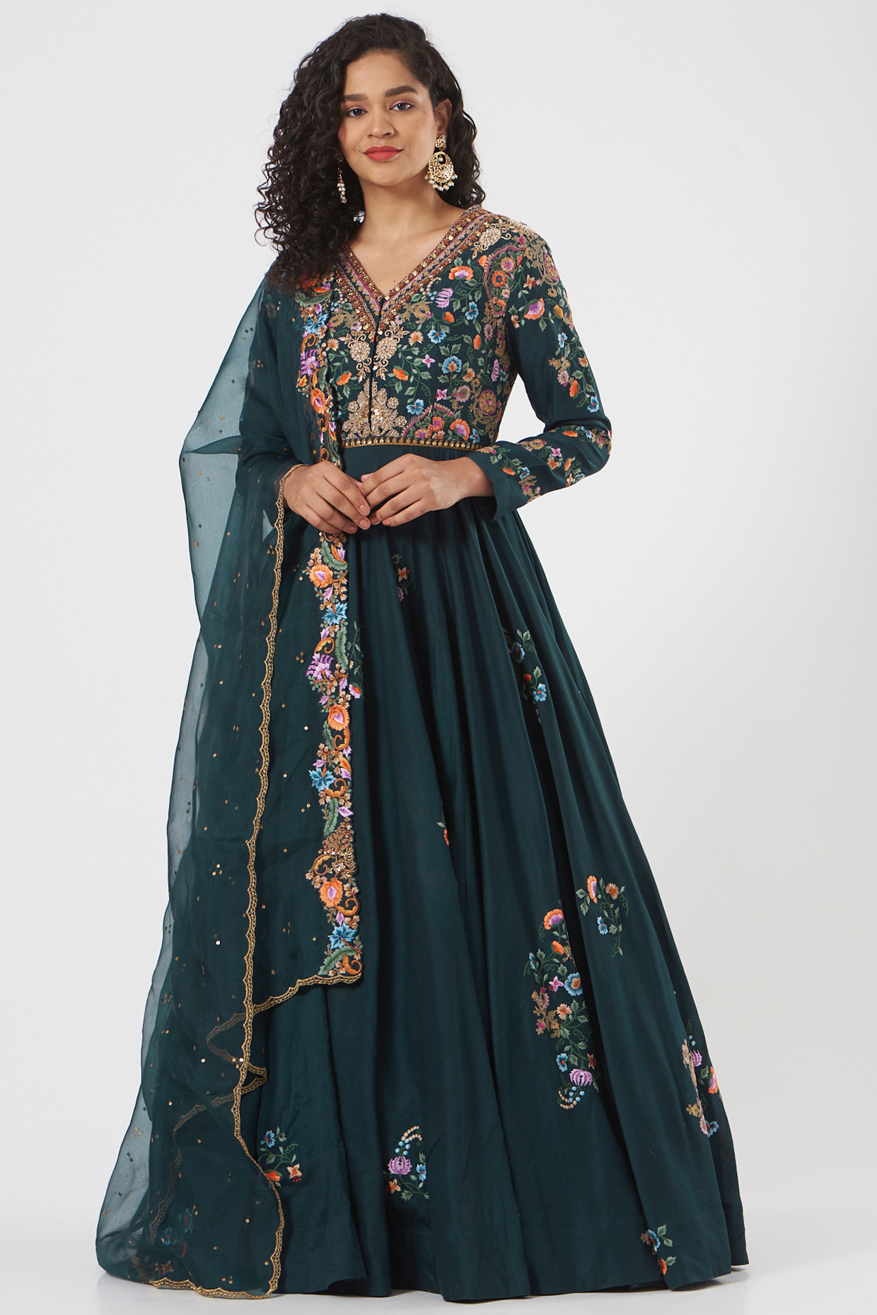 Blue Chanderi Printed Kurta Set by Debyani at Pernia's Pop Up Shop